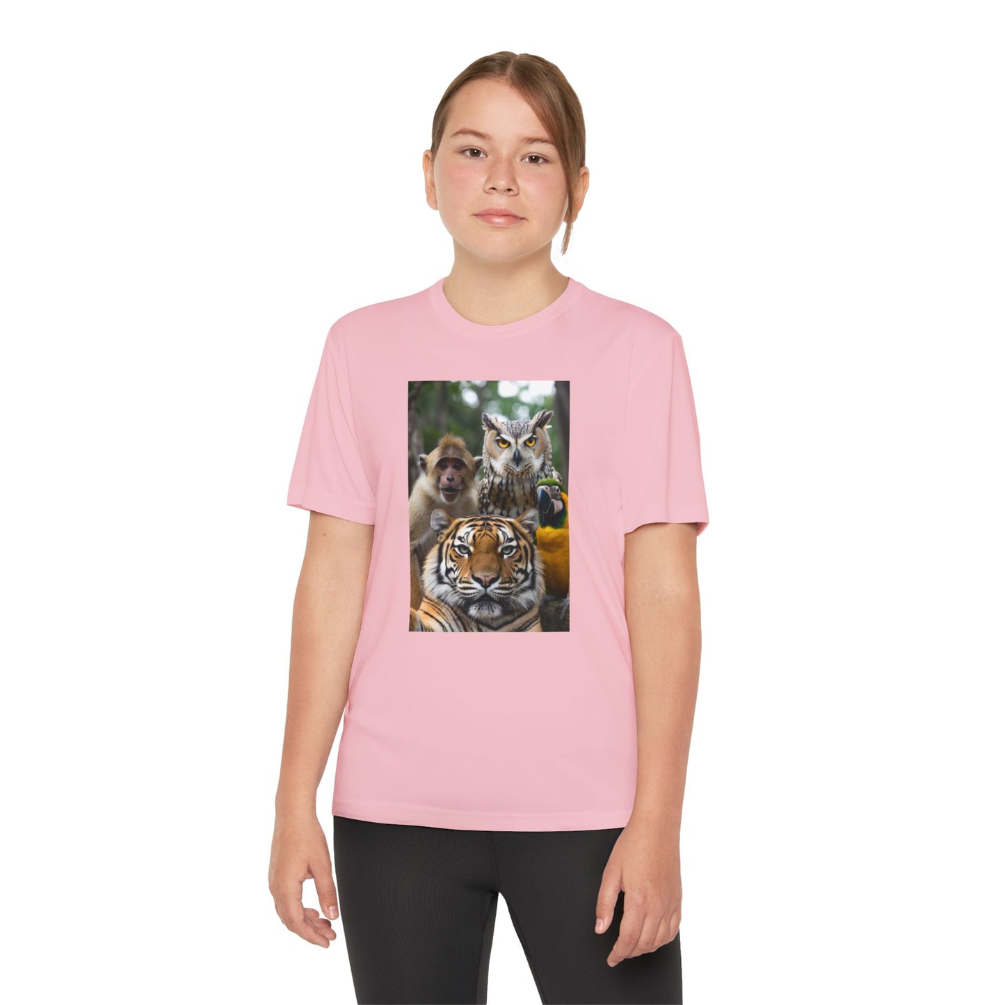 Phoenix Funny Kids Animal Pack Selfie Graphic Tee — Tiger, Owl & Monkey Youth T-Shirt