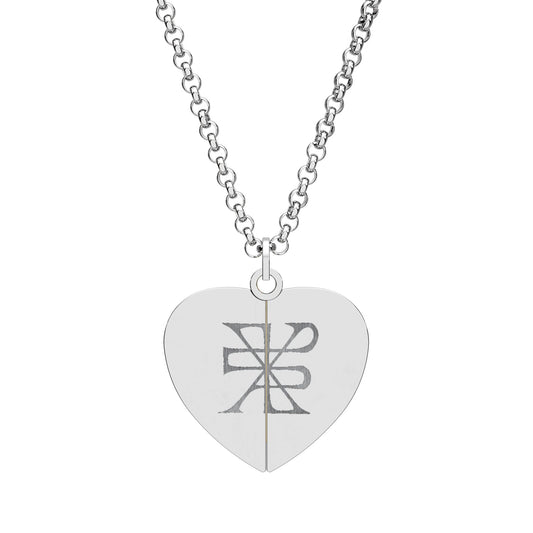 Phoenix "Protection" Pendant: Chi Rho Hinged Heart Necklace in Sterling Silver Hidden Message Heart Necklace