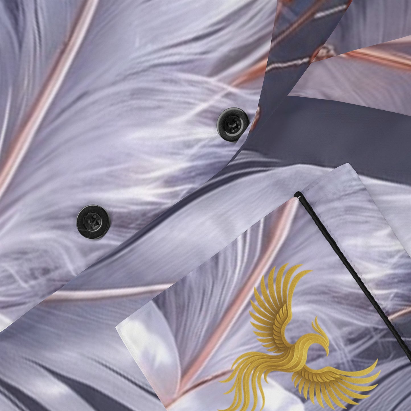 Phoenix Floral Feather Satin Pajama Set — Women's Luxury Sleepwear