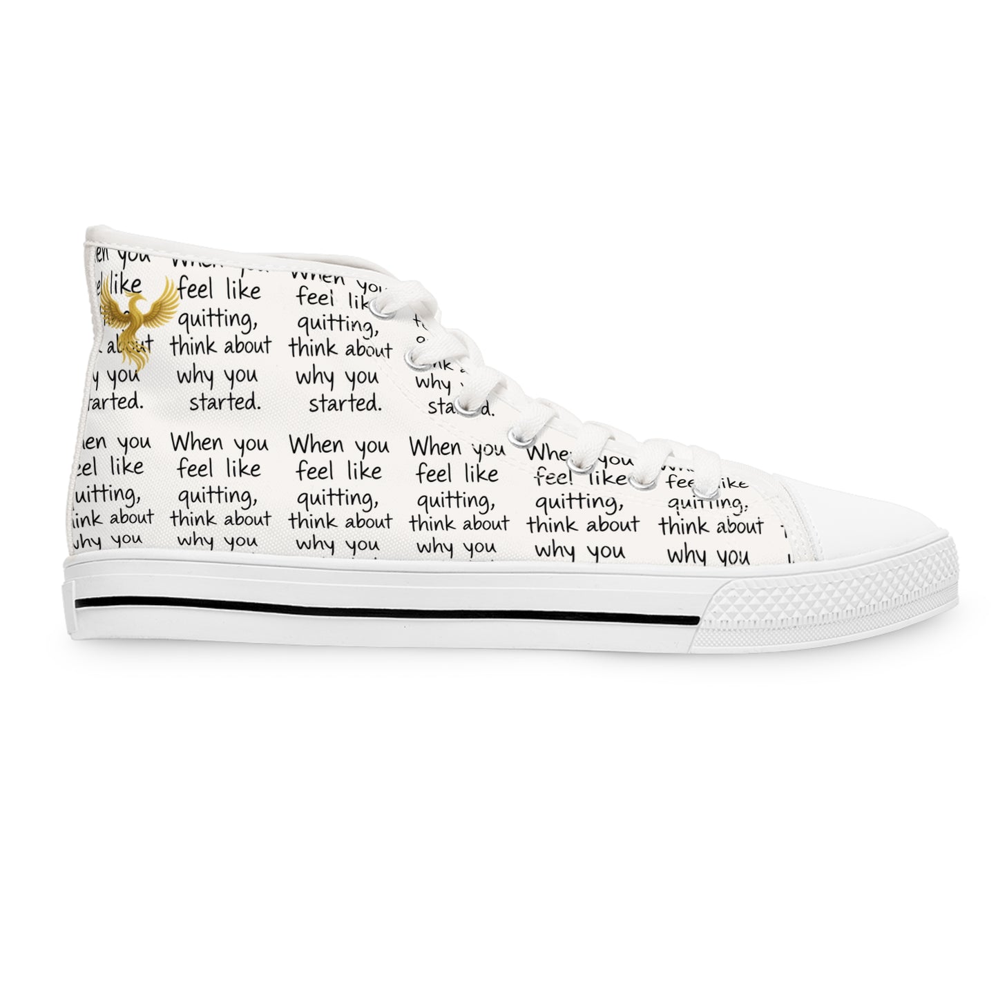 Phoenix High Top Sneakers – Inspirational Script Text Casual Shoes