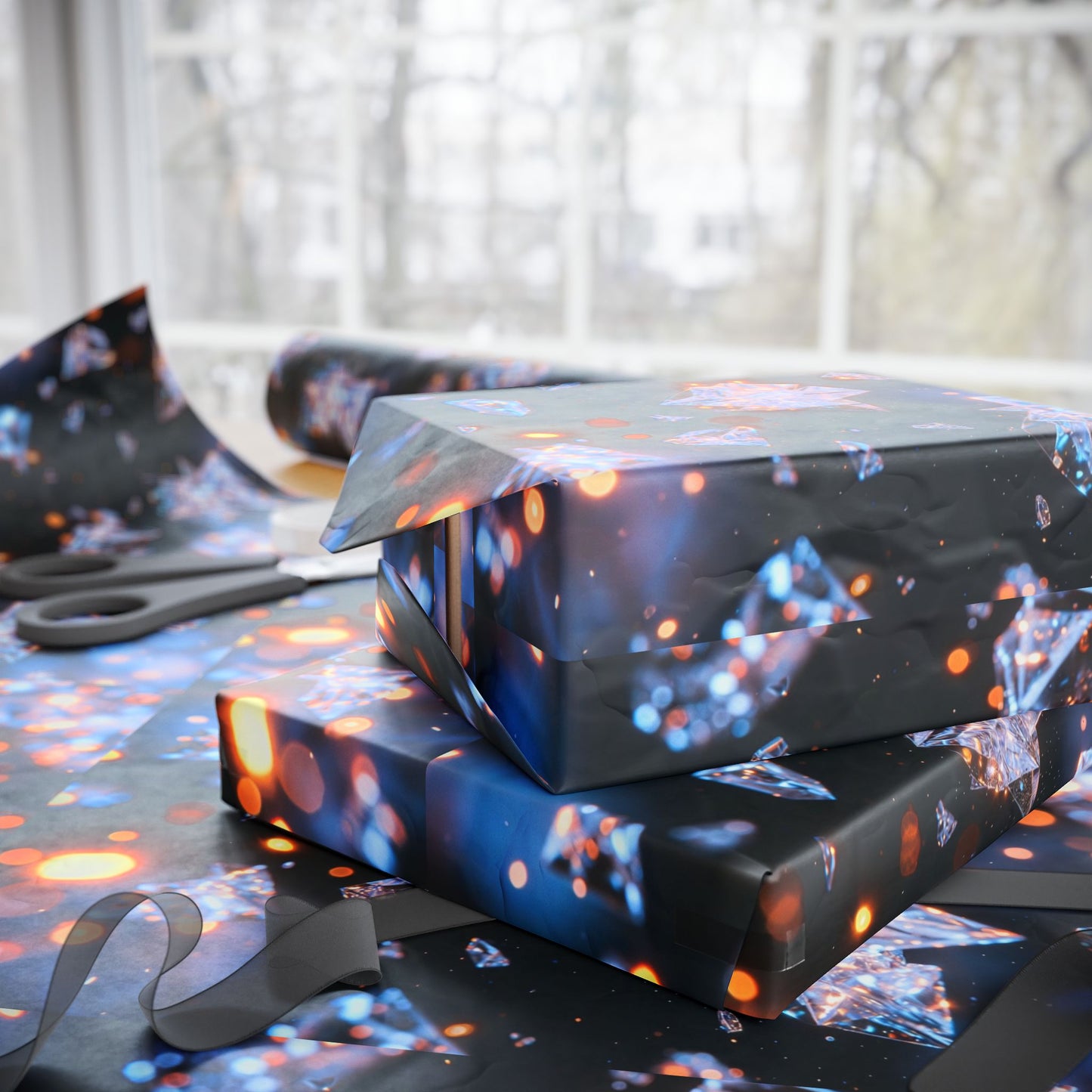 Phoenix Crystal Print Wrapping Paper — Gemstone Pattern Gift Wrap