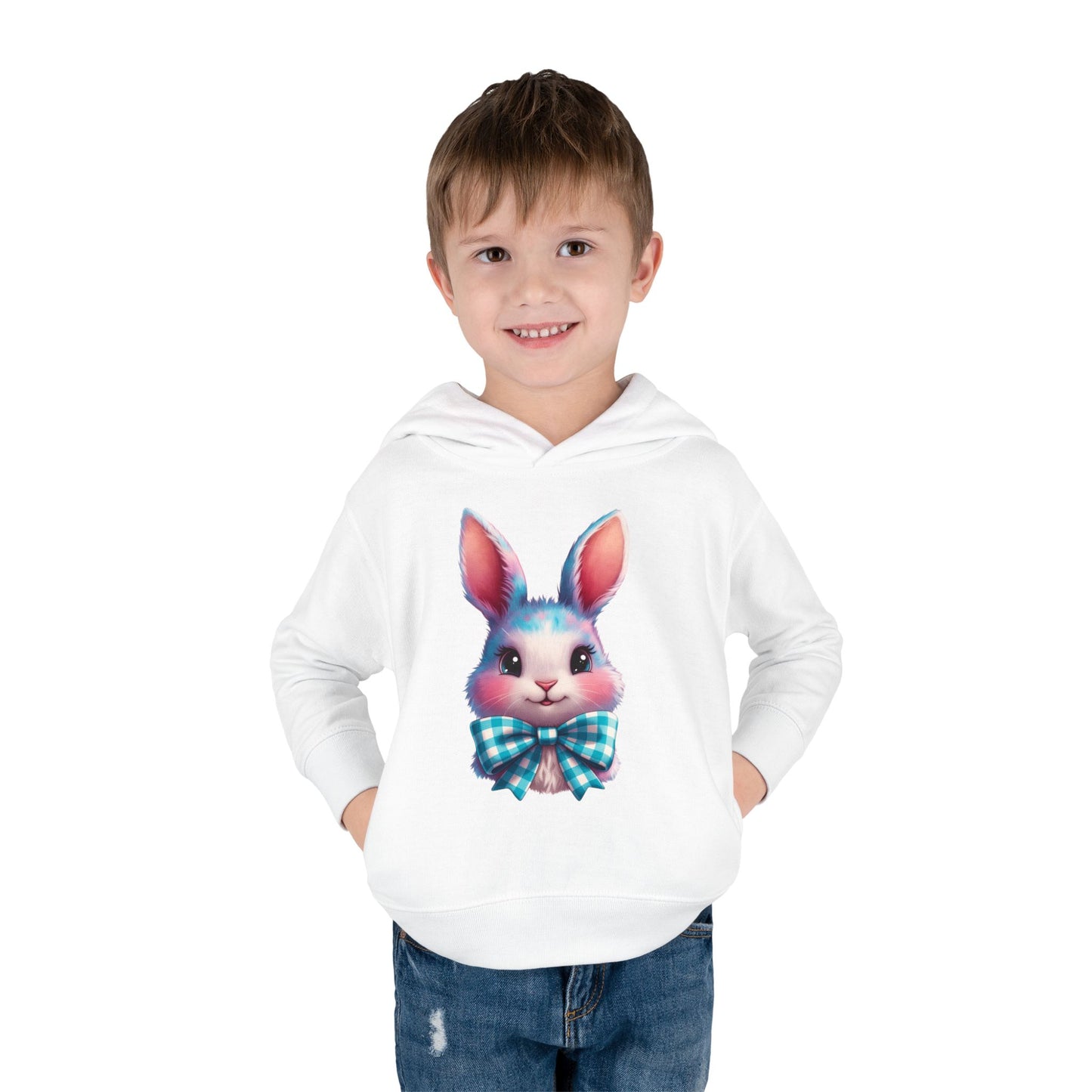 Phoenix Bunny With Plaid Bow  Toddler Hoodie — Easter Kids Pullover