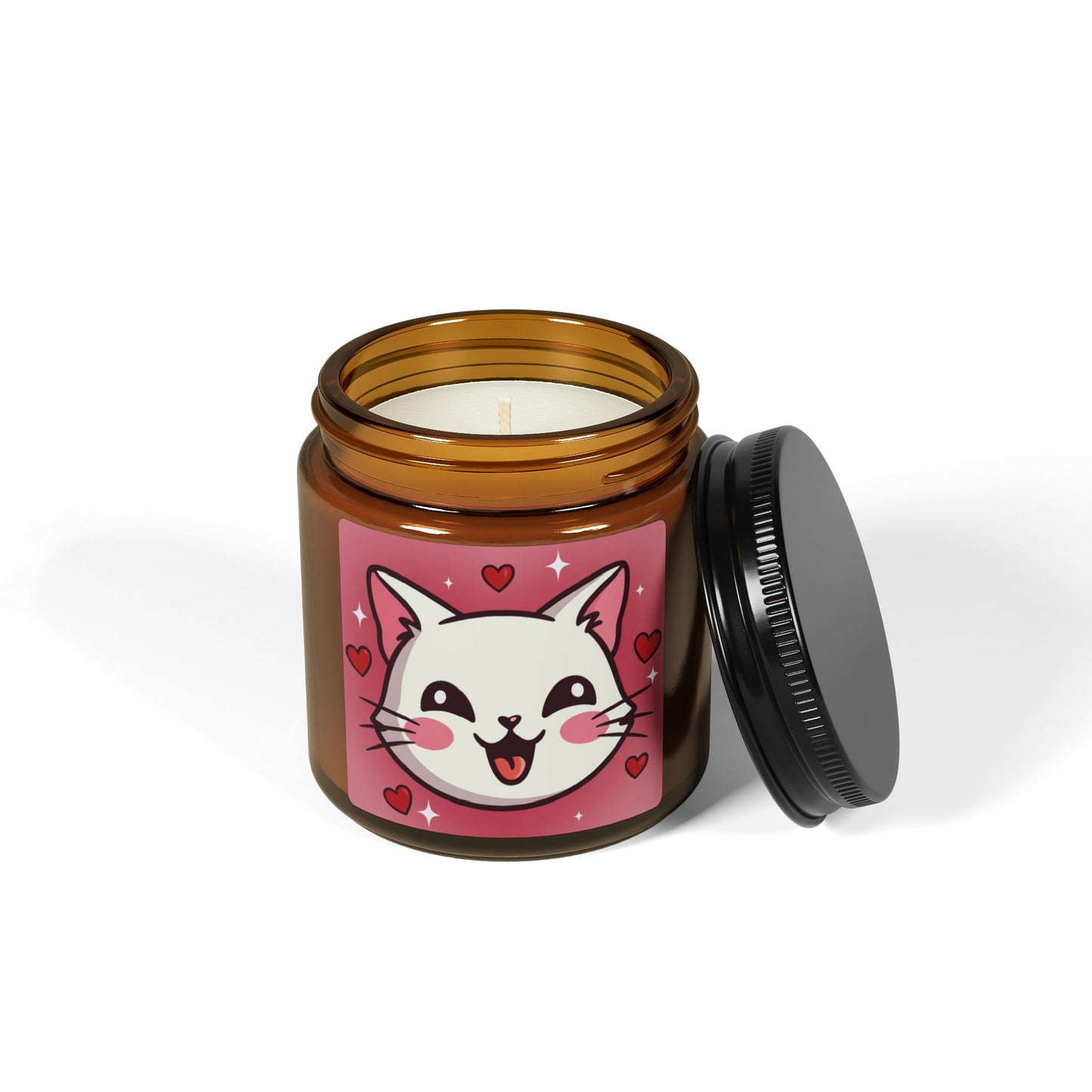 Phoenix Kawaii Cat Scented Soy Candle — Amber Jar