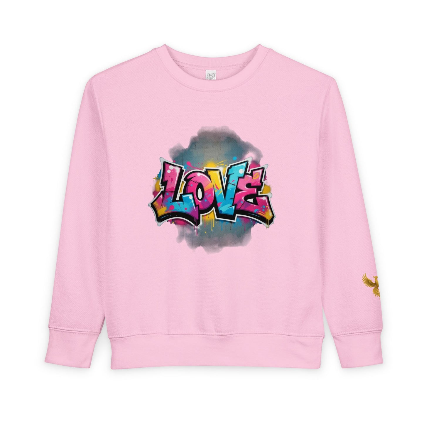 Phoenix Toddler Sweatshirt - Colorful Graffiti "LOVE" Crewneck for Kids