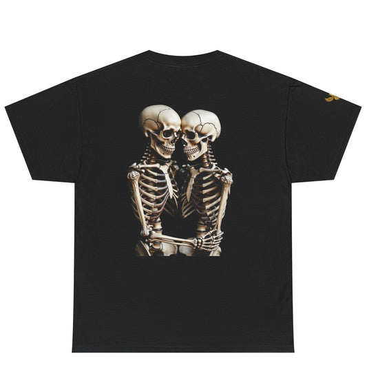Phoenix Skeletons in Love Graphic T-Shirt – Cute Goth Couple Unisex Tee in Soft Cotton