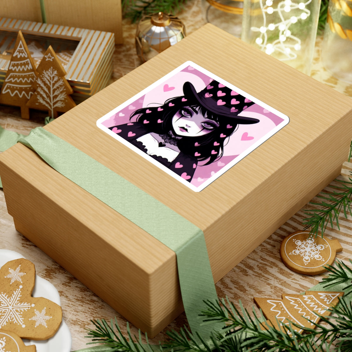 Phoenix Gothic Heart Witch Kiss-Cut Sticker — Cute Vampire Girl Laptop Decal