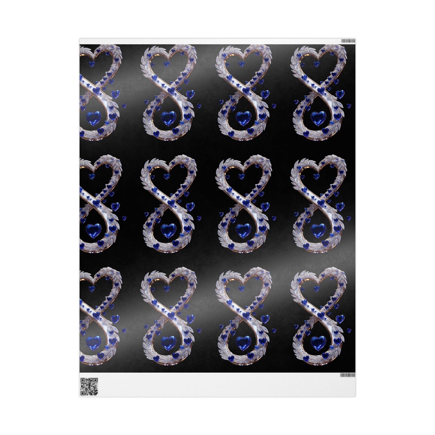 Phoenix Blue Glass Heart Wrapping Paper Roll — Elegant Romantic Gift Wrap