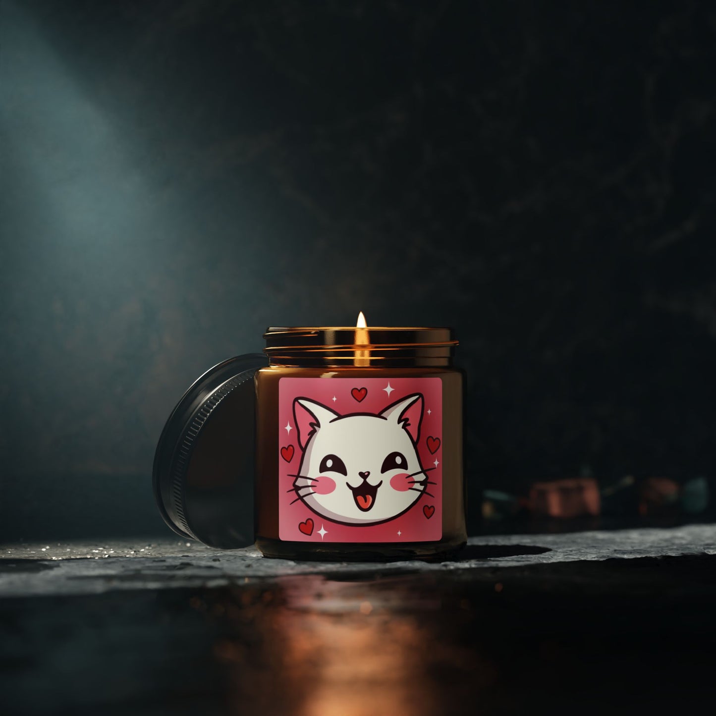Phoenix Kawaii Cat Scented Soy Candle — Amber Jar