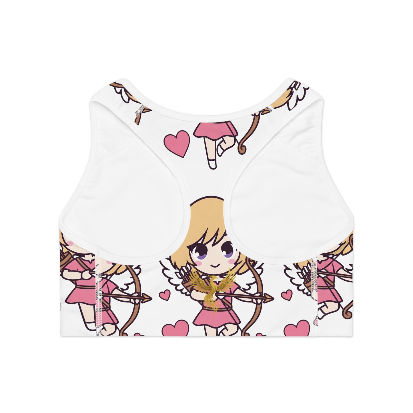 Phoenix Cupid Women's Sports Bra — Cute Pink Heart Activewear