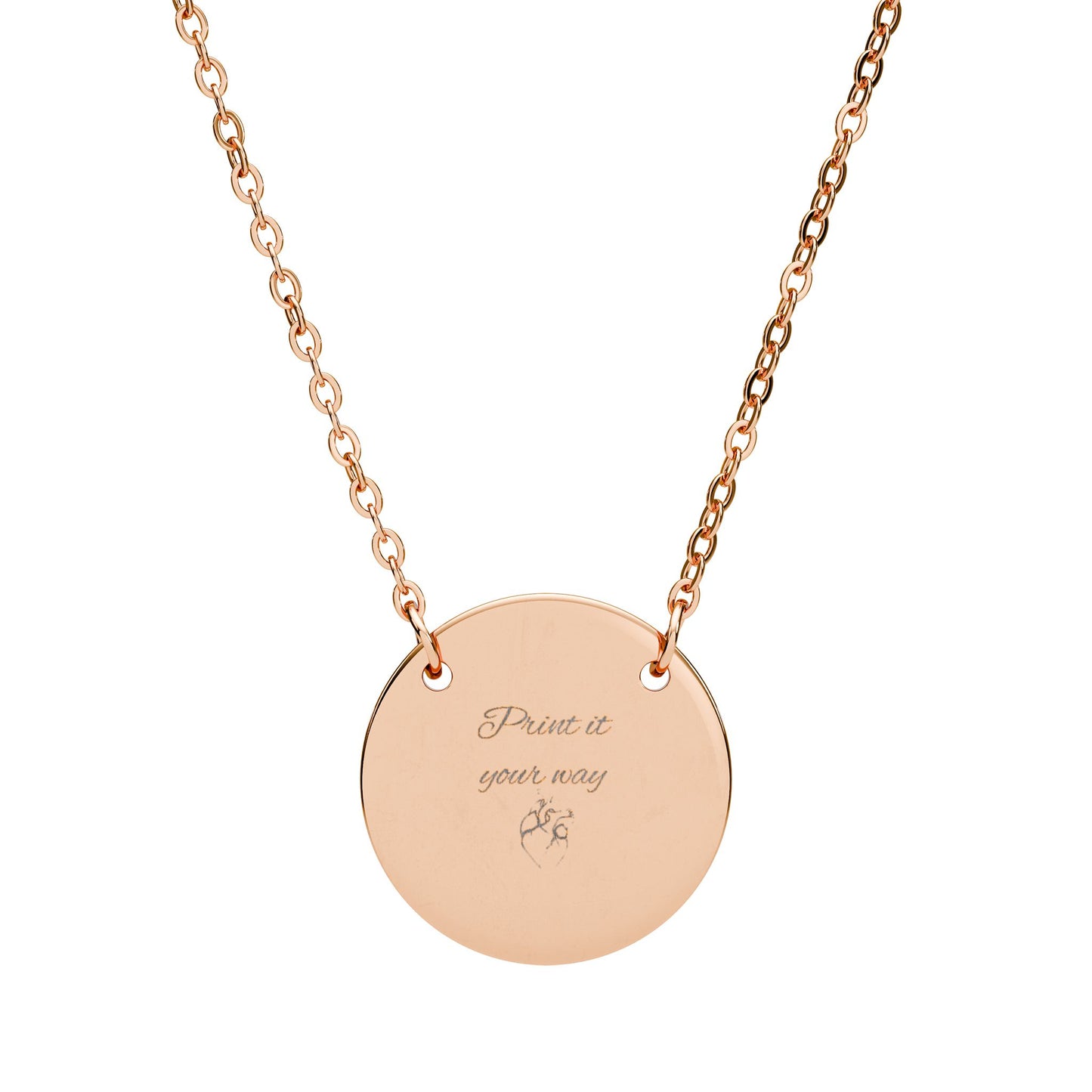 Phoenix Engravable Circle Necklace — Personalized Round Pendant Necklace (Silver or Rose Gold)