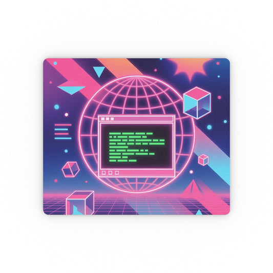Phoenix Retro Cyberpunk Mouse Pad — Neon Vaporwave Computer Code Desk Mat