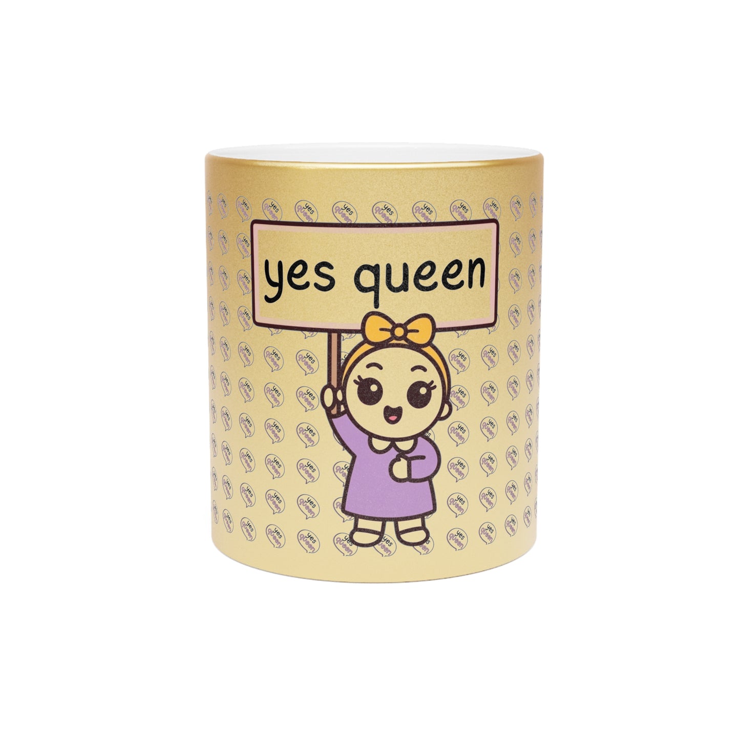 Phoenix"Yes Queen" Metallic Mug — Cute Feminist Coffee Cup (Silver/Gold)