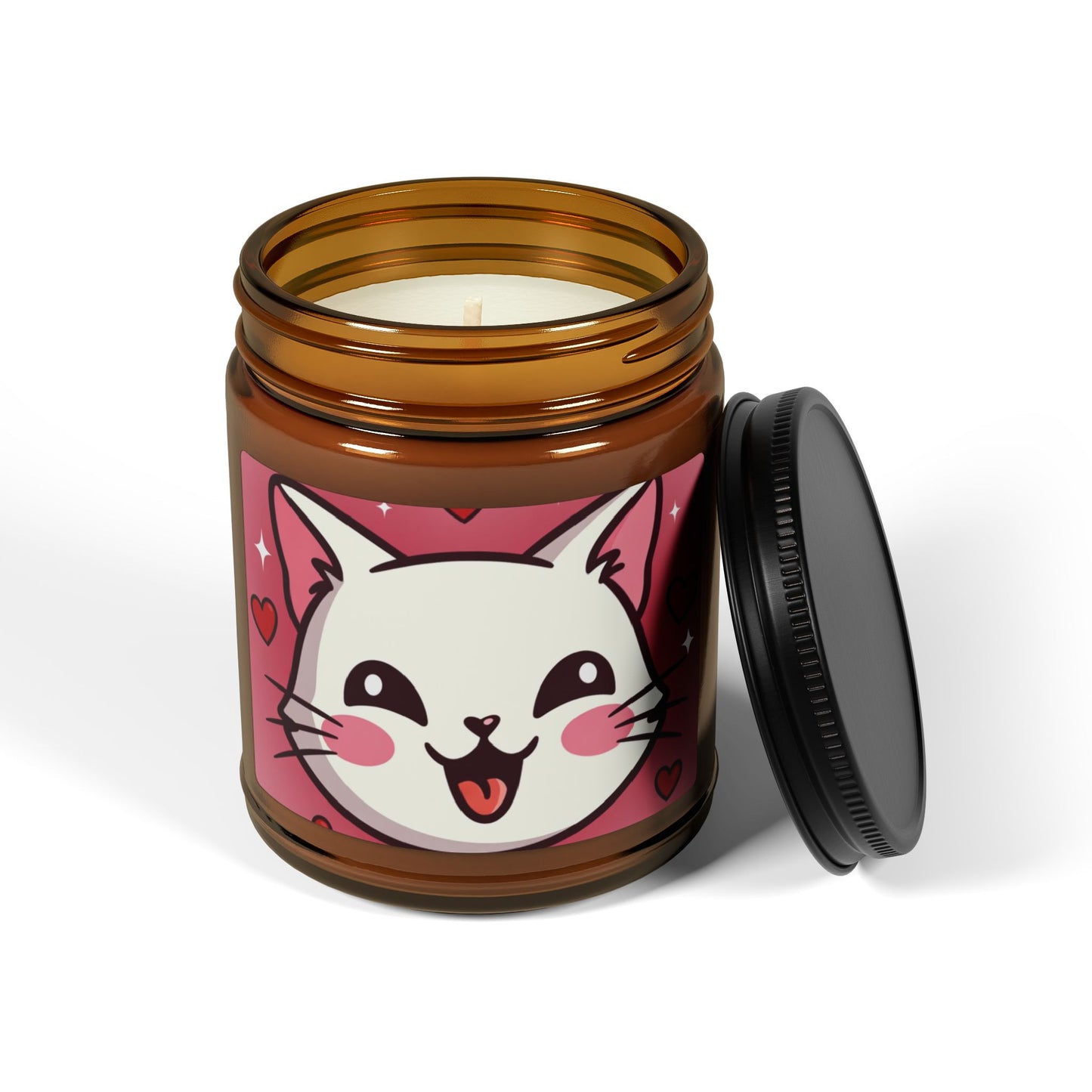 Phoenix Kawaii Cat Scented Soy Candle — Amber Jar
