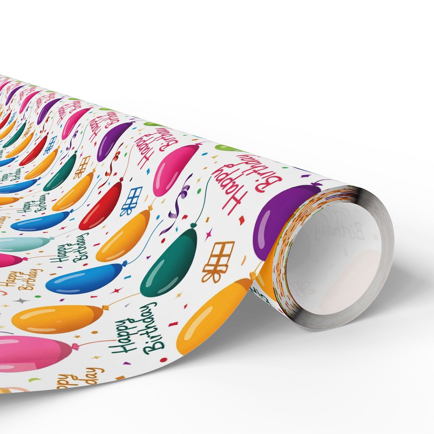 Phoenix Birthday Balloon Wrapping Paper Roll — Colorful 'Happy Birthday' Gift Wrap