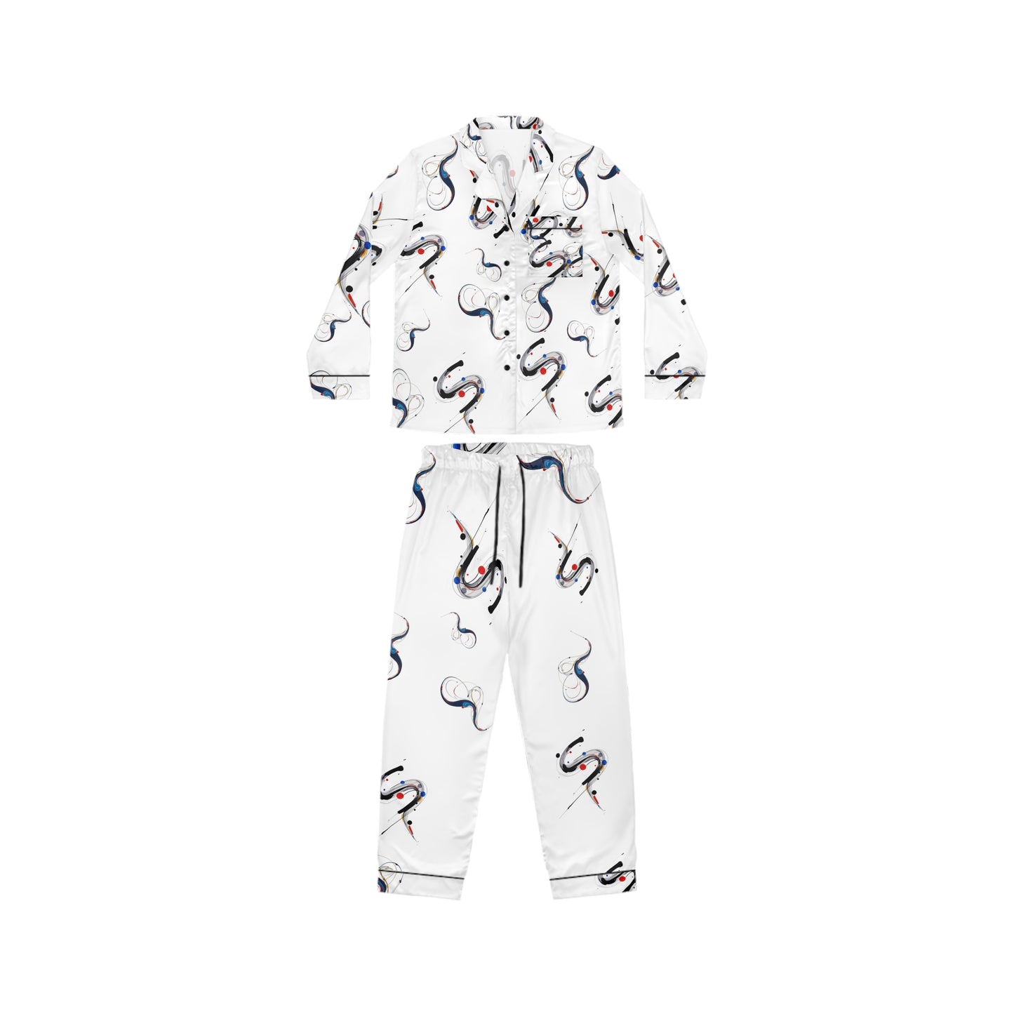 Phoenix Satin Pajama Set - Elegant White Snake Print Women’s Loungewear