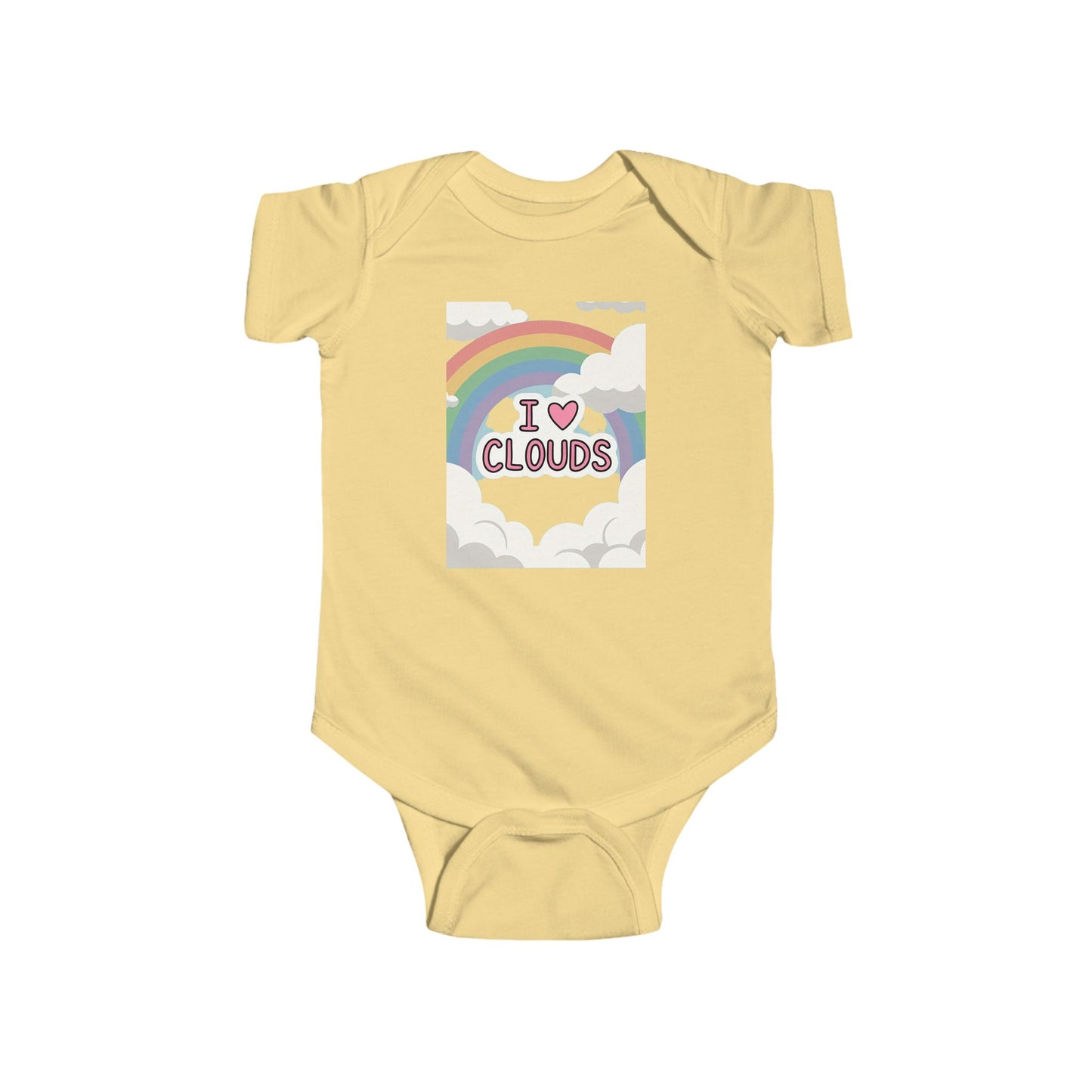 Phoenix I Love Clouds Infant Bodysuit — Rainbow Cloud Baby Onesie