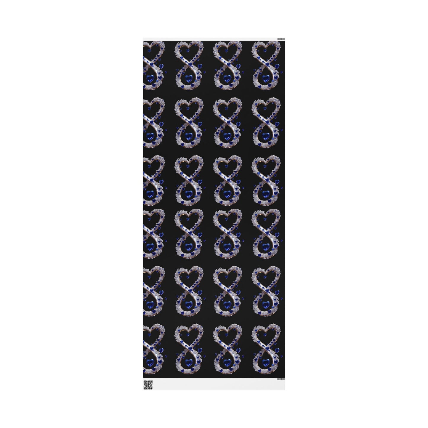 Phoenix Blue Glass Heart Wrapping Paper Roll — Elegant Romantic Gift Wrap