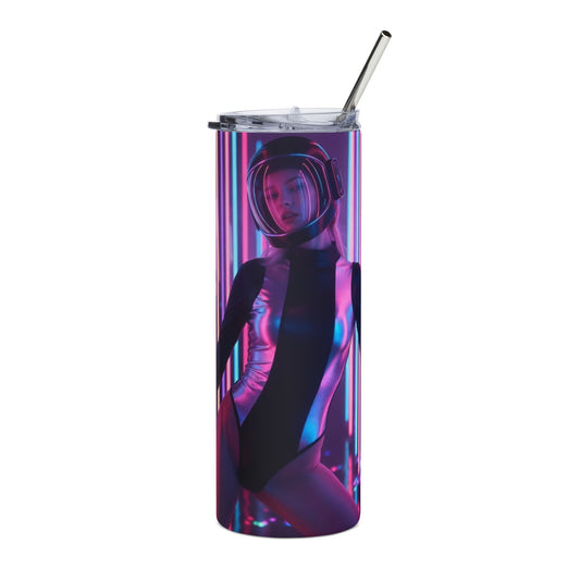 Phoenix 20oz Stainless Tumbler — Neon Cyber Astronaut Babe Design
