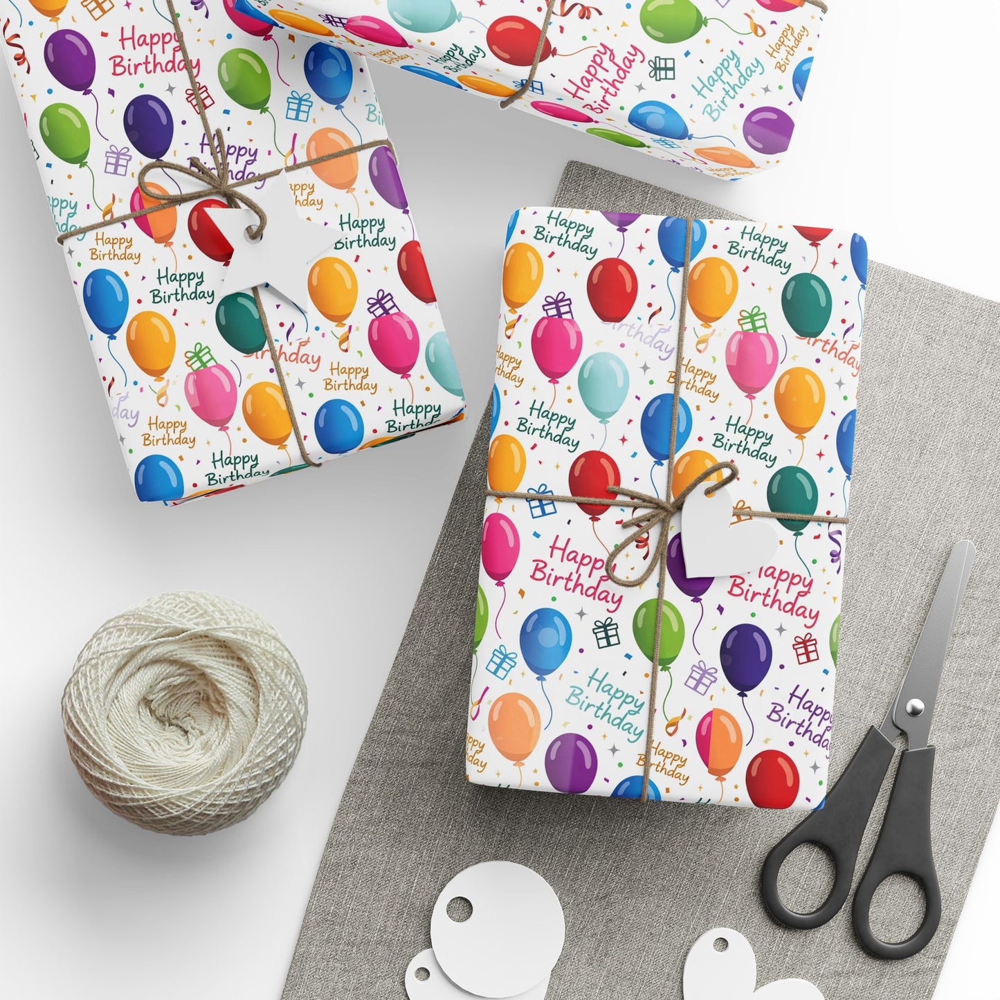 Phoenix Birthday Balloon Wrapping Paper Roll — Colorful 'Happy Birthday' Gift Wrap