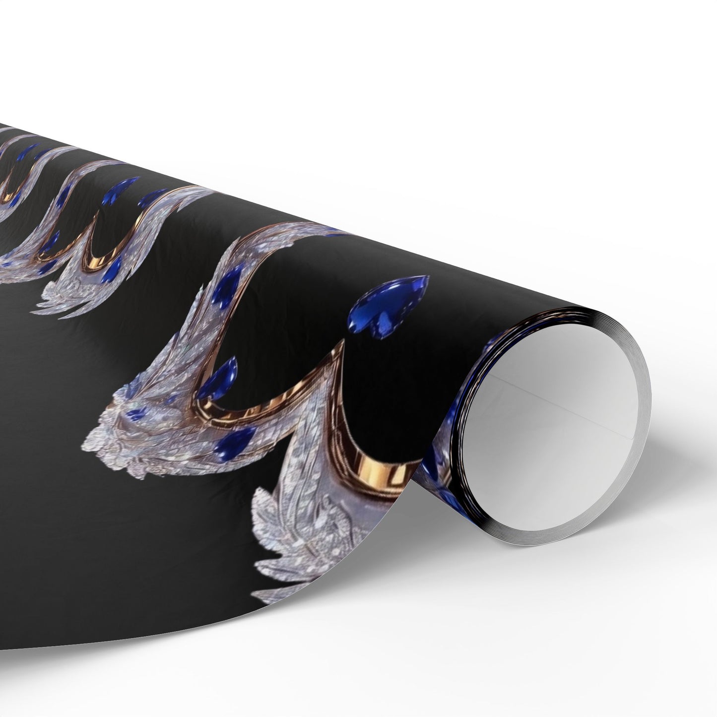 Phoenix Blue Glass Heart Wrapping Paper Roll — Elegant Romantic Gift Wrap