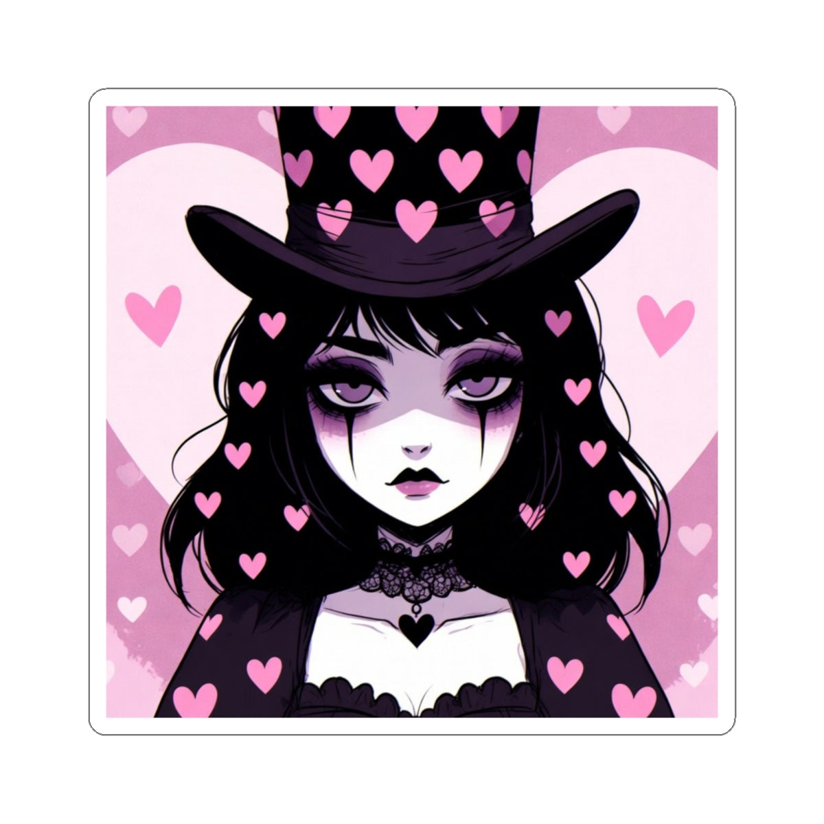 Phoenix Gothic Heart Witch Kiss-Cut Sticker — Cute Vampire Girl Laptop Decal