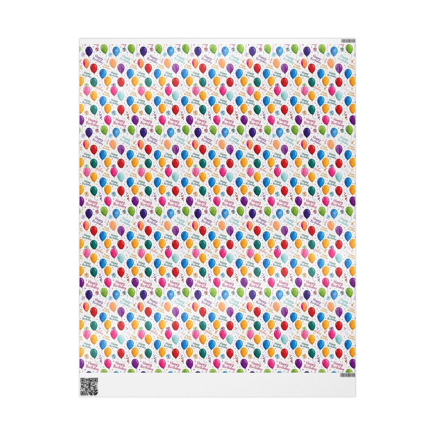 Phoenix Birthday Balloon Wrapping Paper Roll — Colorful 'Happy Birthday' Gift Wrap