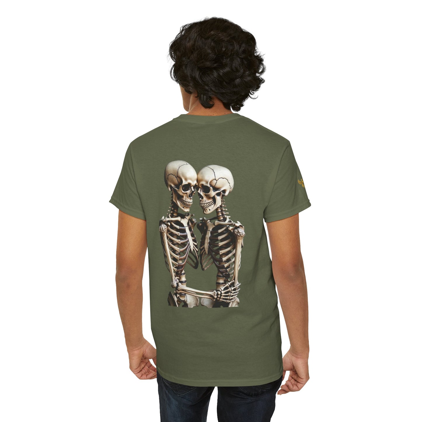 Phoenix Skeletons in Love Graphic T-Shirt – Cute Goth Couple Unisex Tee in Soft Cotton