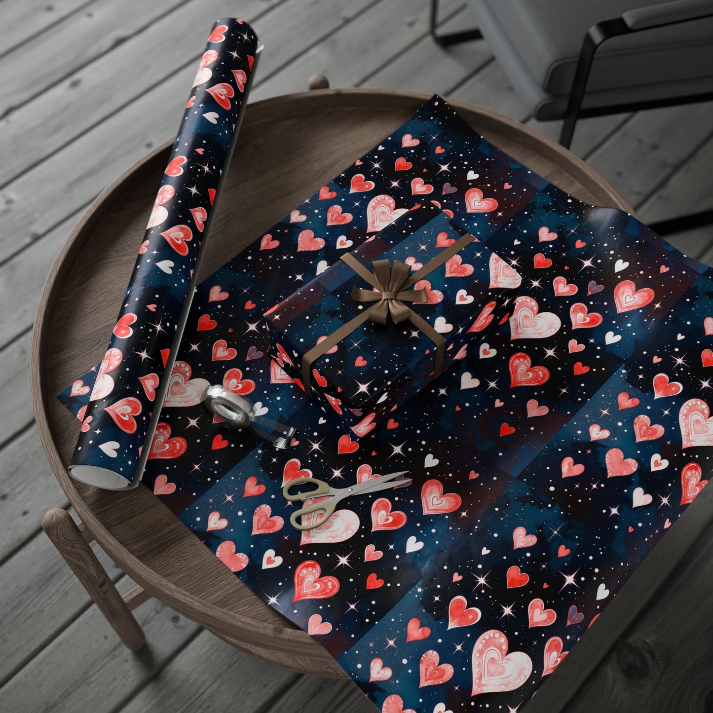 Phoenix Heart Constellation Wrapping Paper Roll — Romantic Galaxy Gift Wrap