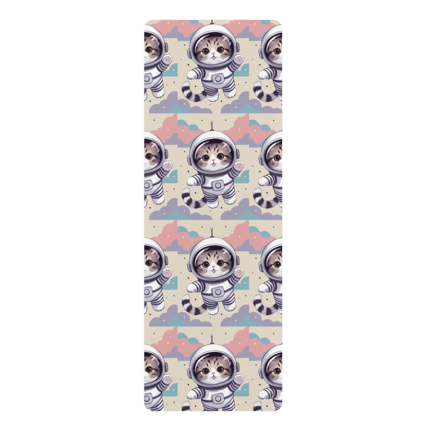 Phoenix Cat Astronaut Rubber Yoga Mat — Cute Space Kitty Exercise Mat
