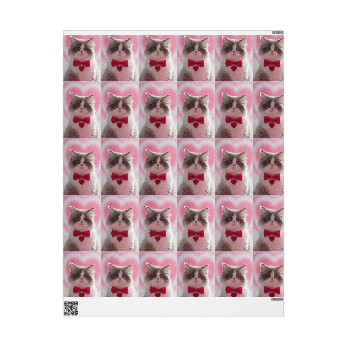Phoenix Wrapping Paper — Cute Pink Cat Pattern Gift Wrap (Cat Face Repeat)