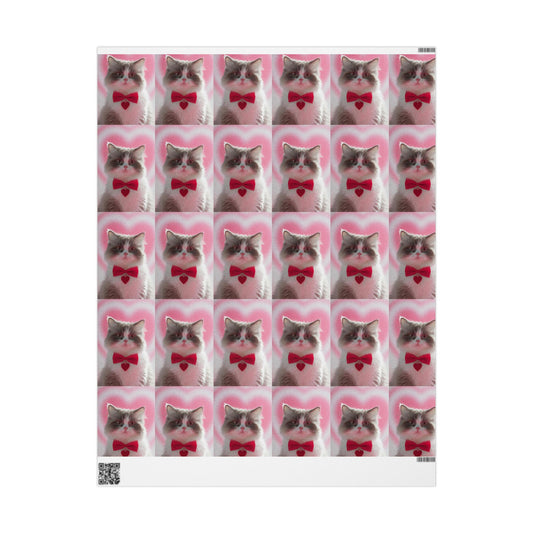 Phoenix Wrapping Paper — Cute Pink Cat Pattern Gift Wrap (Cat Face Repeat)