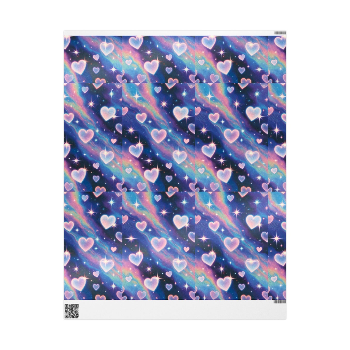 Phoenix Holographic Hearts Wrapping Paper — Iridescent Rainbow Gift Wrap Roll