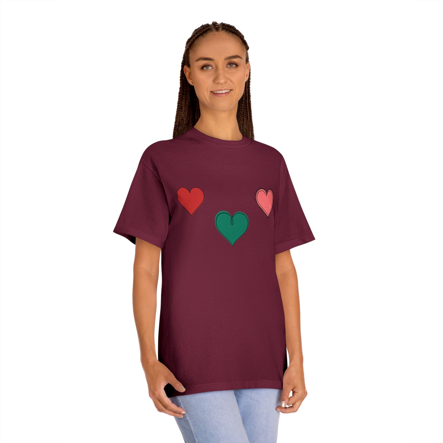Phoenix Hearts Trio Tee — Minimal Heart Women's Shirt