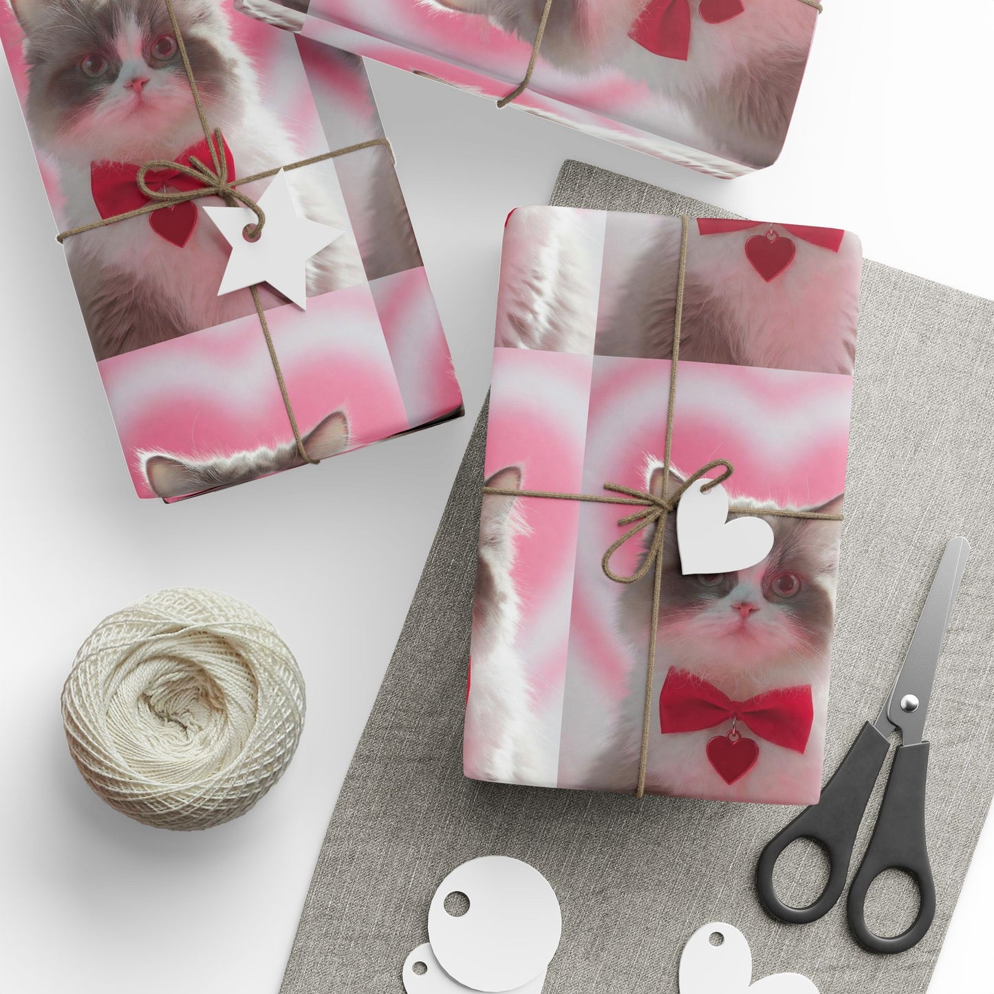 Phoenix Wrapping Paper — Cute Pink Cat Pattern Gift Wrap (Cat Face Repeat)