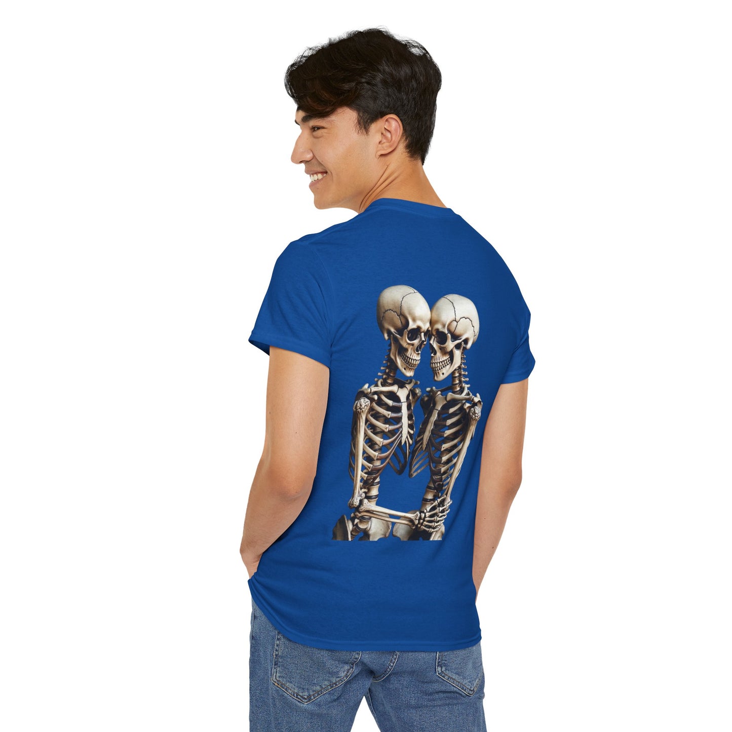 Phoenix Skeletons in Love Graphic T-Shirt – Cute Goth Couple Unisex Tee in Soft Cotton