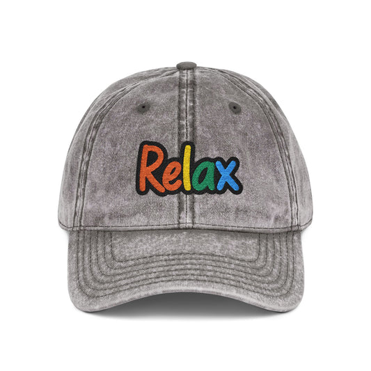 Phoenix "Relax" Embroidered Vintage Baseball Cap — Washed Gray Casual Hat