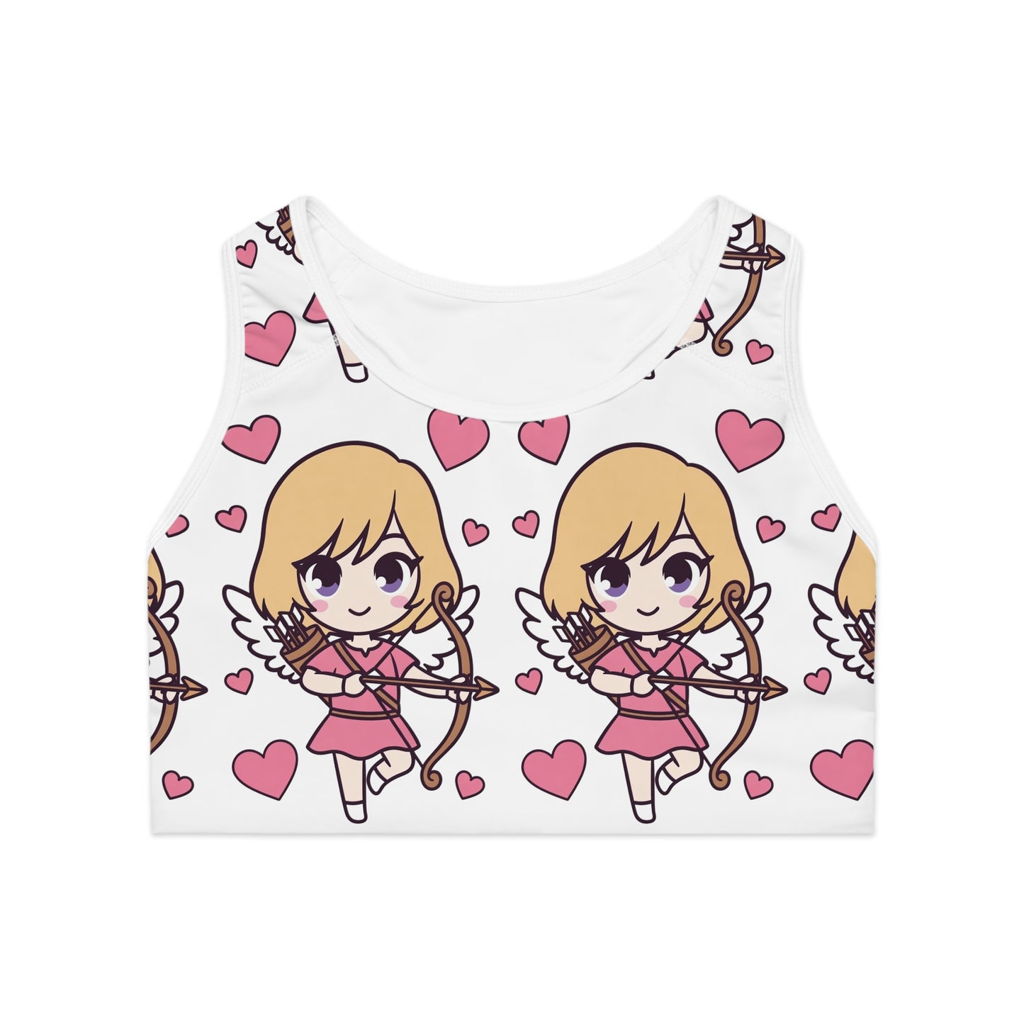 Phoenix Cupid Women's Sports Bra — Cute Pink Heart Activewear