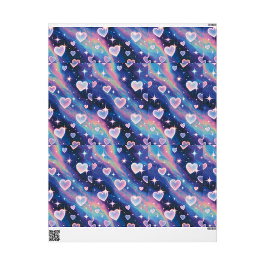 Phoenix Holographic Hearts Wrapping Paper — Iridescent Rainbow Gift Wrap Roll