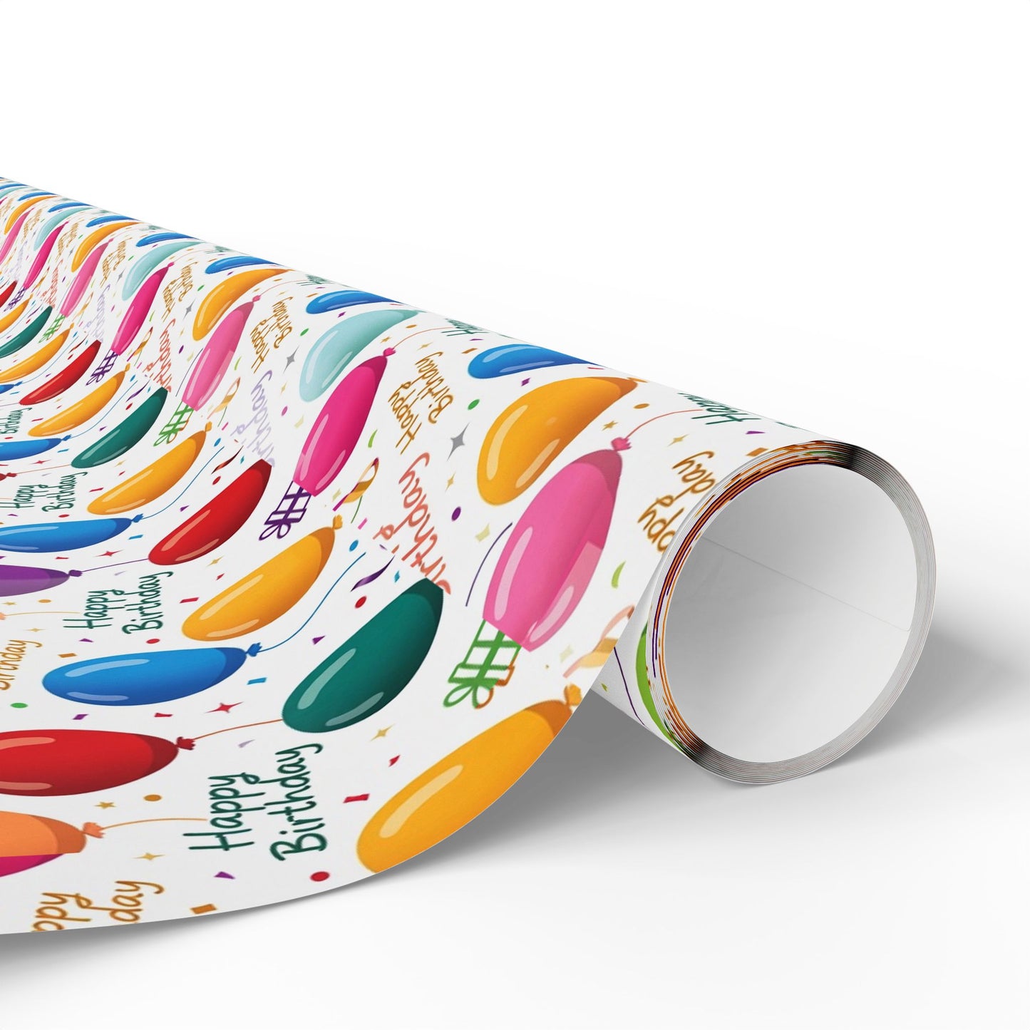 Phoenix Birthday Balloon Wrapping Paper Roll — Colorful 'Happy Birthday' Gift Wrap