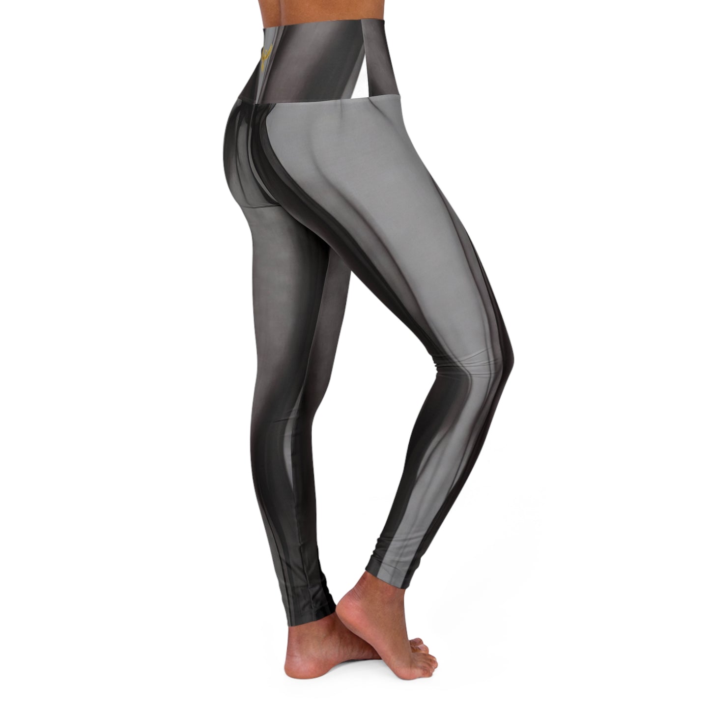 Phoenix "AI Design" Black Marble High-Waist — Sculpting Activewear for Yoga & Everyday Wear