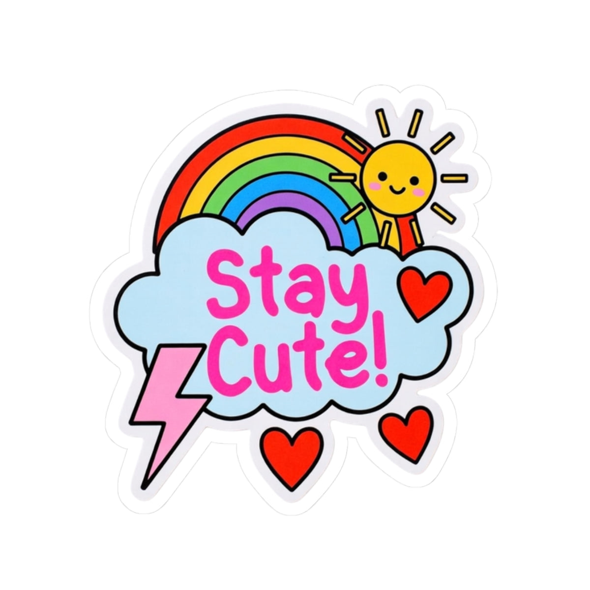 Phoenix Stay Cute! Rainbow Cloud Kiss-Cut Sticker