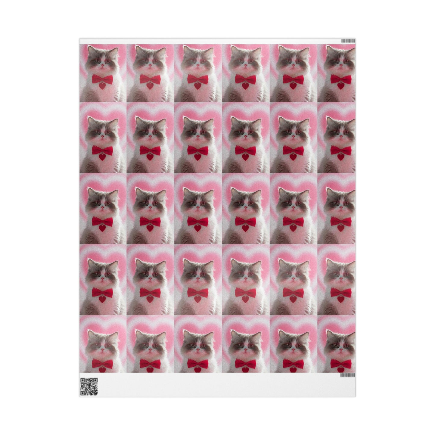Phoenix Wrapping Paper — Cute Pink Cat Pattern Gift Wrap (Cat Face Repeat)