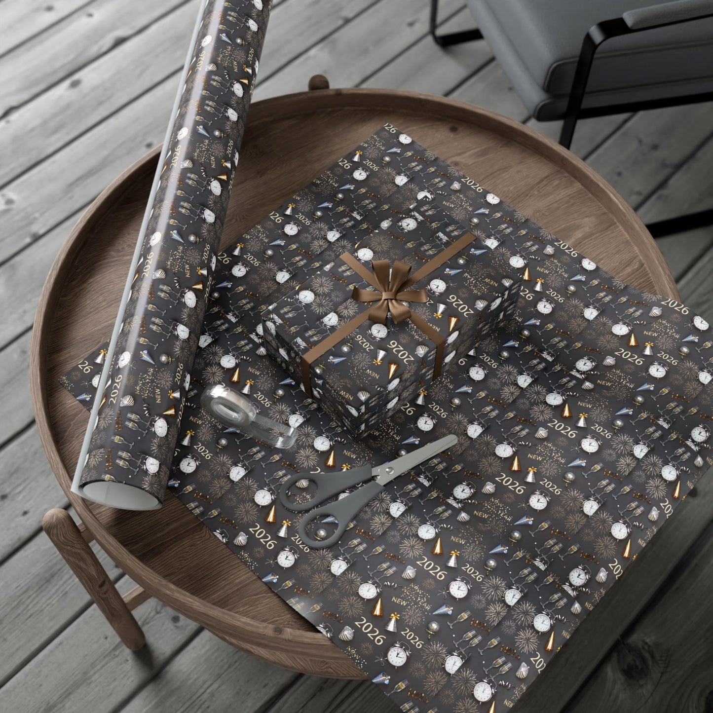 Phoenix Gift Wrap Paper — New Year 2026 Countdown Pattern