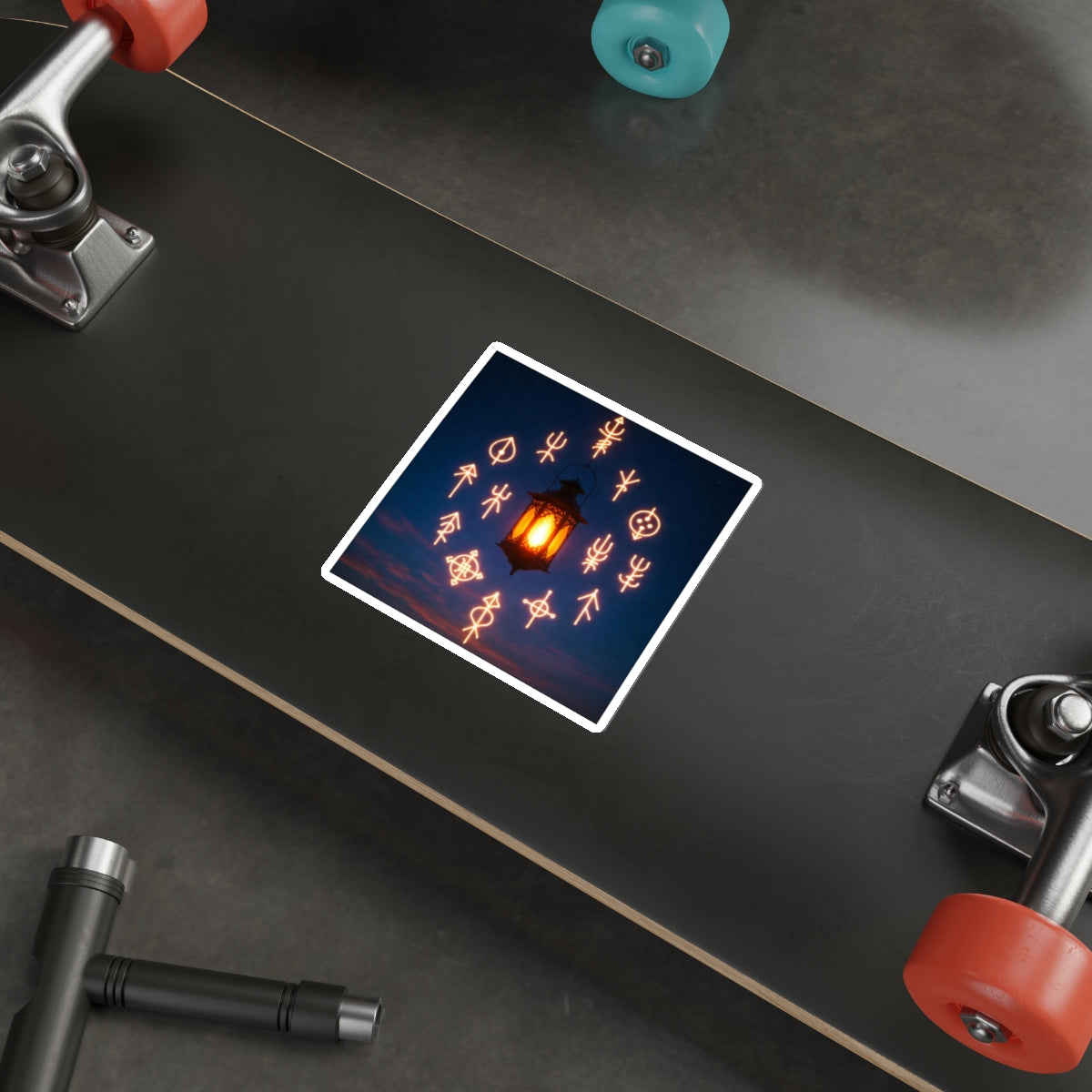 Phoenix Lantern Sigils Die-Cut Sticker — Glowing Rune Aesthetic