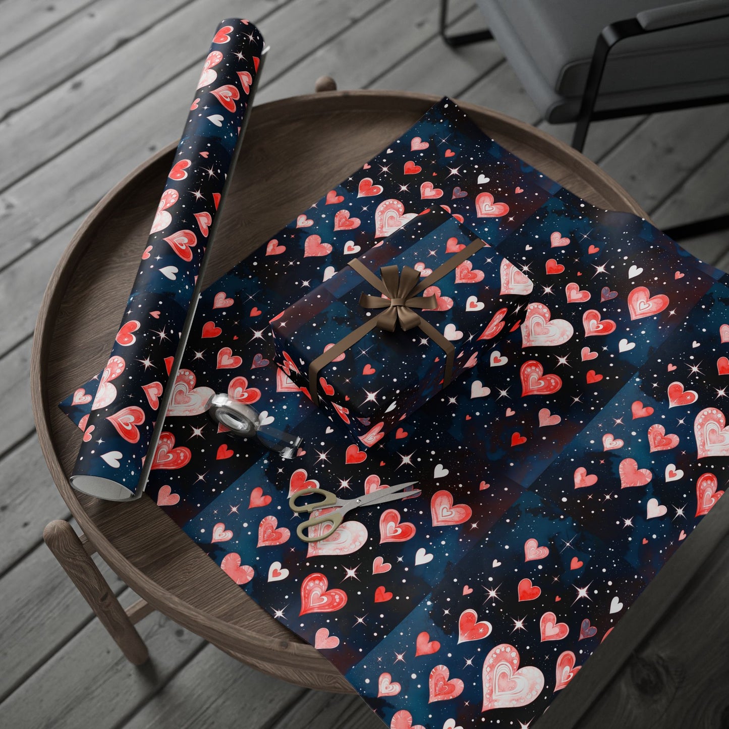 Phoenix Heart Constellation Wrapping Paper Roll — Romantic Galaxy Gift Wrap