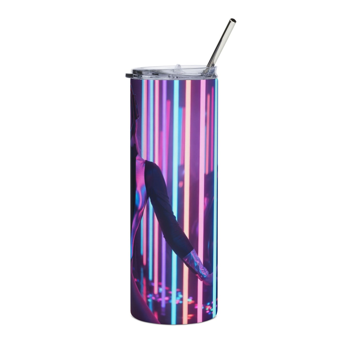 Phoenix 20oz Stainless Tumbler — Neon Cyber Astronaut Babe Design