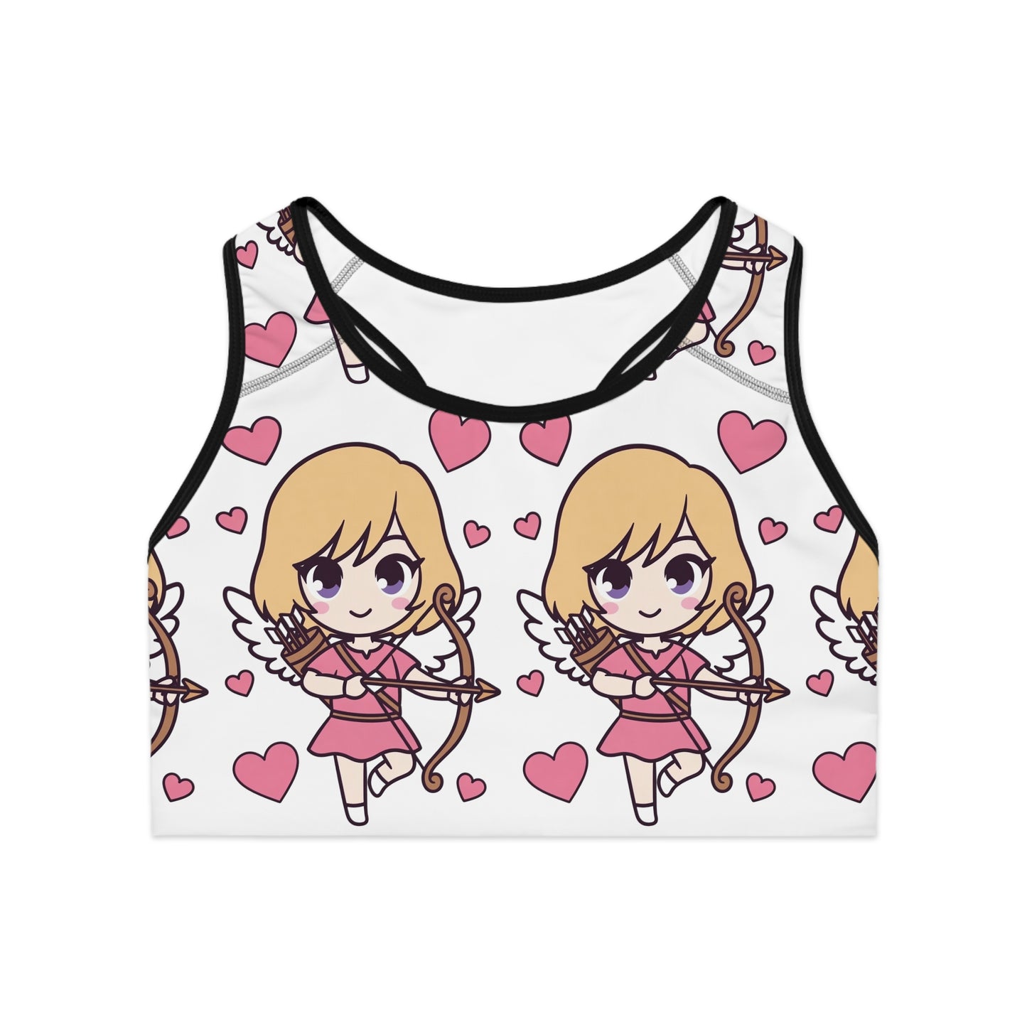 Phoenix Cupid Women's Sports Bra — Cute Pink Heart Activewear