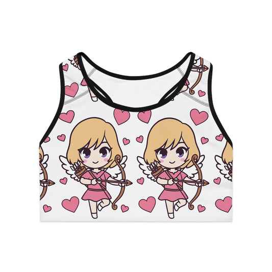 Phoenix Cupid Women's Sports Bra — Cute Pink Heart Activewear