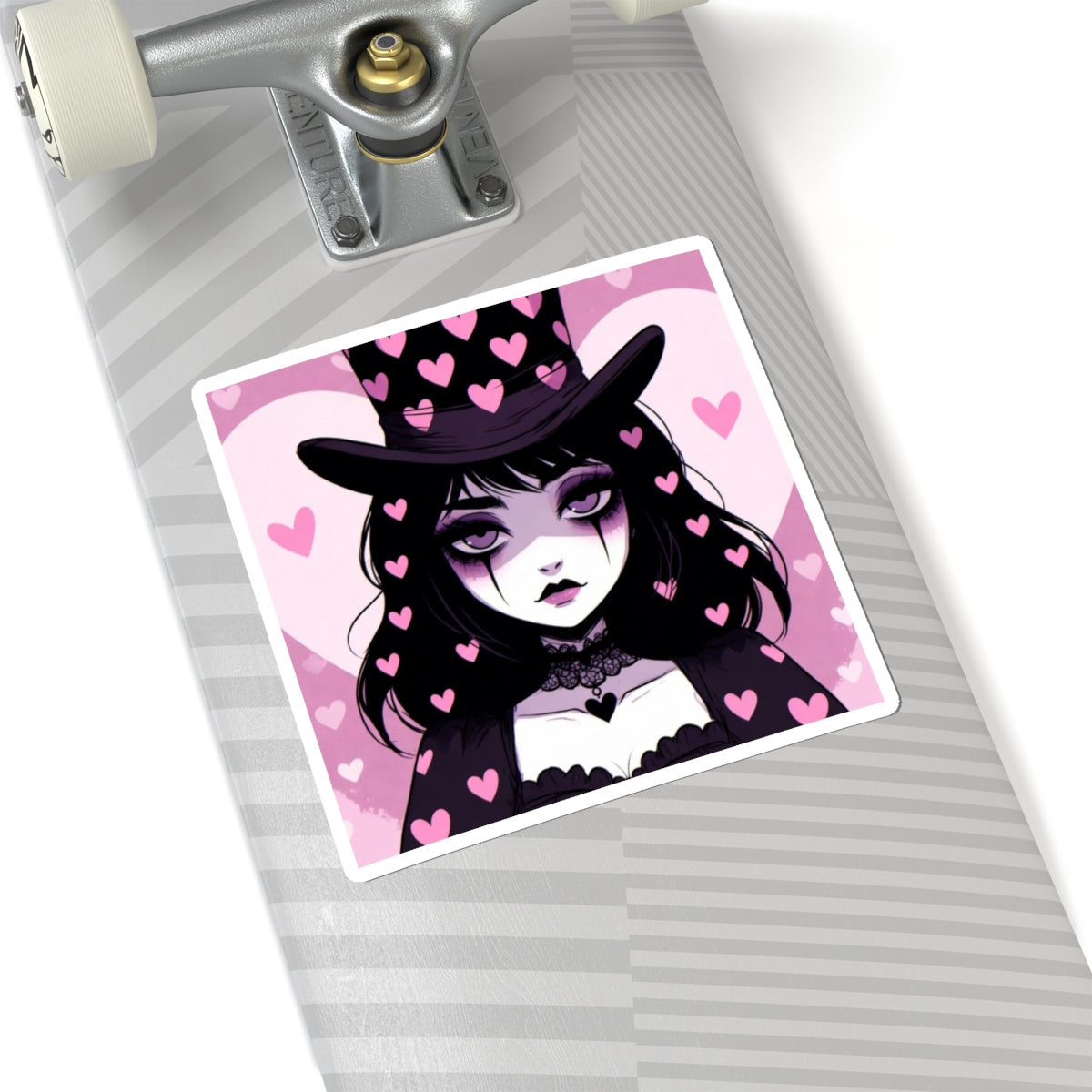 Phoenix Gothic Heart Witch Kiss-Cut Sticker — Cute Vampire Girl Laptop Decal