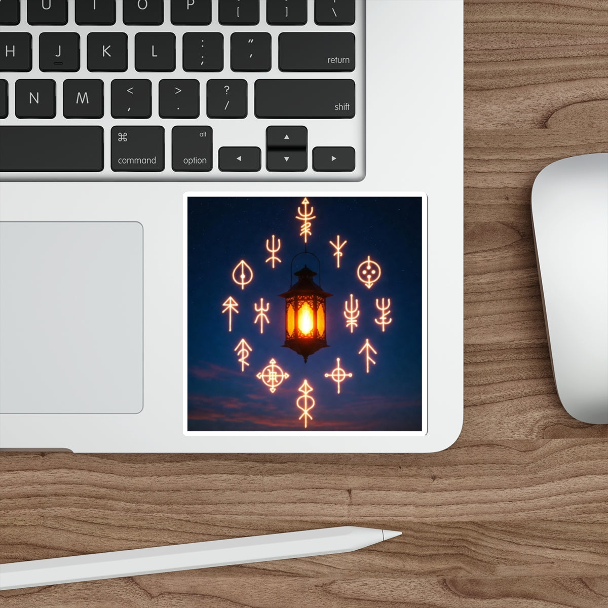 Phoenix Lantern Sigils Die-Cut Sticker — Glowing Rune Aesthetic